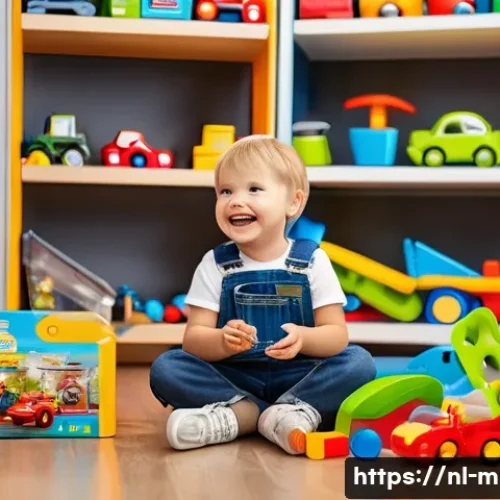 Home 33 미니특공대 완구 할인 정보 - A vibrant indoor toy store scene featuring a young child sitting on the floor, excitedly playing wit...