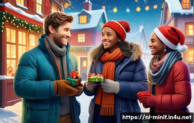 미니특공대 크리스마스 특별편 리뷰 - A vibrant holiday scene featuring a diverse group of animated heroes dressed in colorful winter atti...