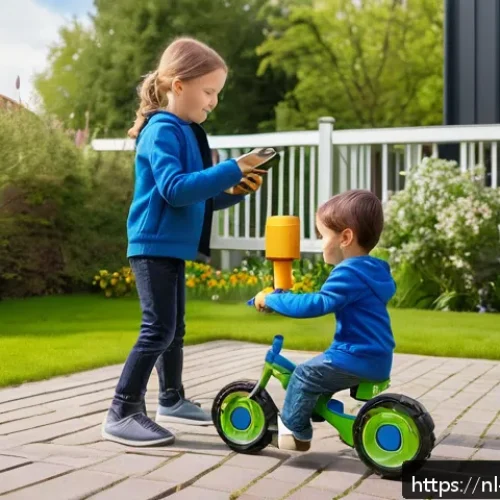 Home 17 미니특공대 볼트의 기술력 설명 - A lively Dutch suburban backyard scene featuring a group of diverse children aged around 6 to 10 pla...